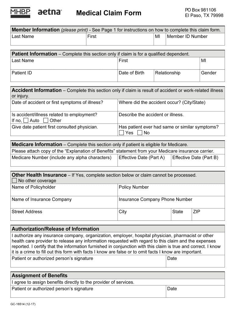  Medical Claim Form MHBP Accessible Medical Claim Form MHBP 2017-2024