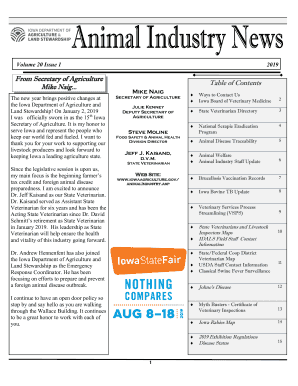 Newsletter Iowa Department of Agriculture and Land  Form