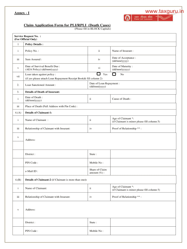 Rpli Death Claim Form