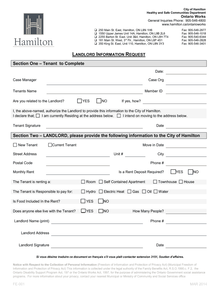 Landlord Information Request Form
