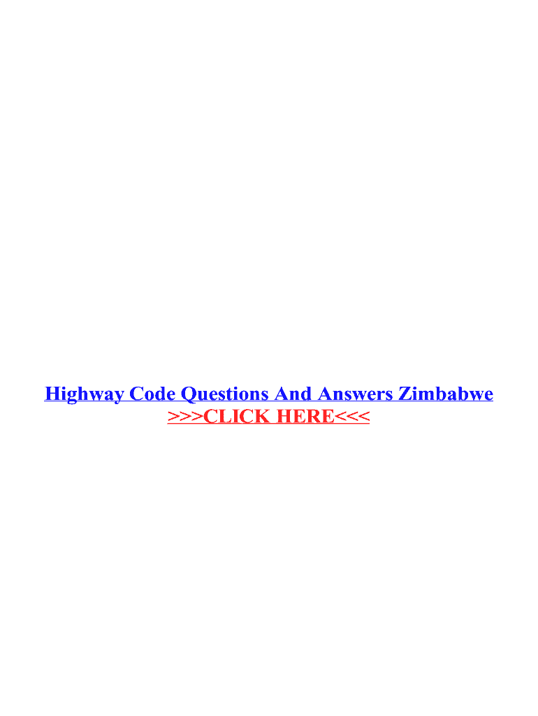 Zimbabwe Highway Code Questions and Answers PDF  Form