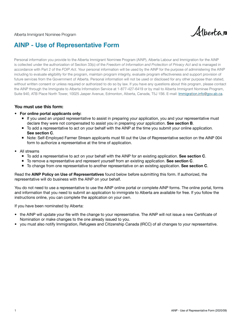  AINP Form 004 Self Employed Farmer Application, October 2020-2024