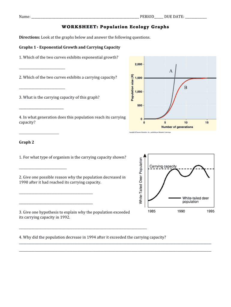 Population Ecology Graph Worksheet Answers PDF  Form