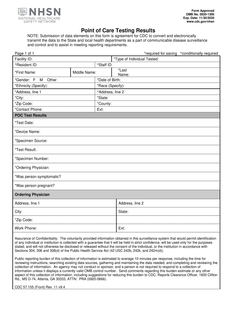  Nhsn Point of Care Testing Results Form 2020-2024