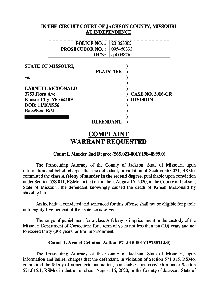 Charging Document Example  Form