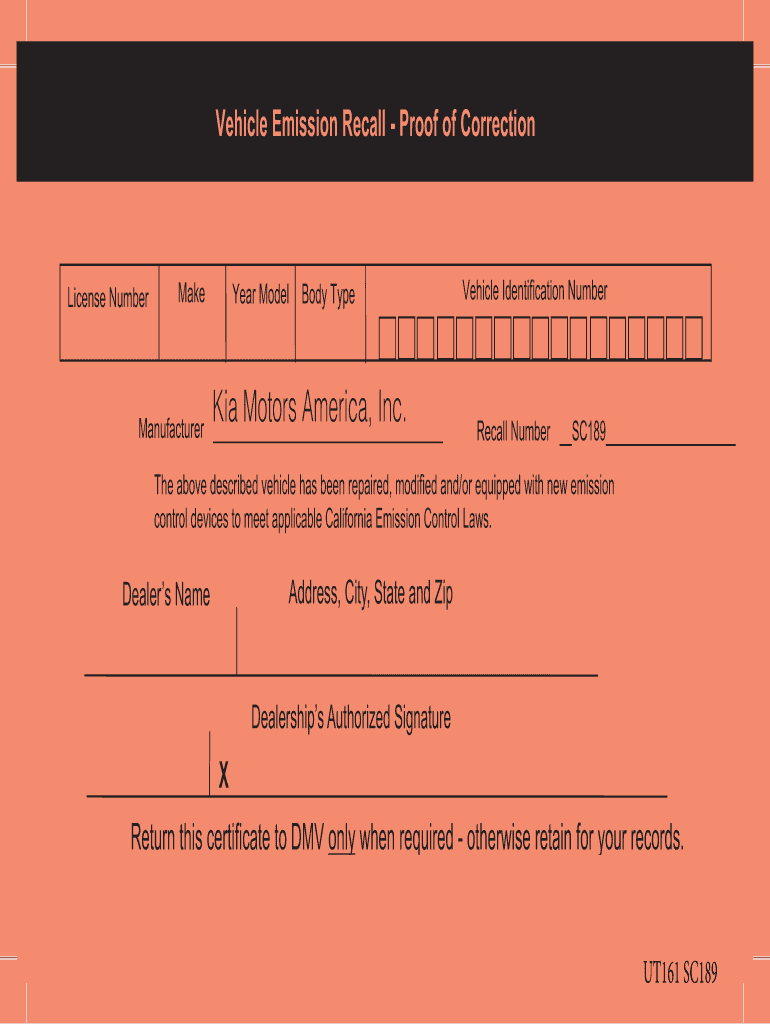 Proof of Correction Certificate Dmv  Form