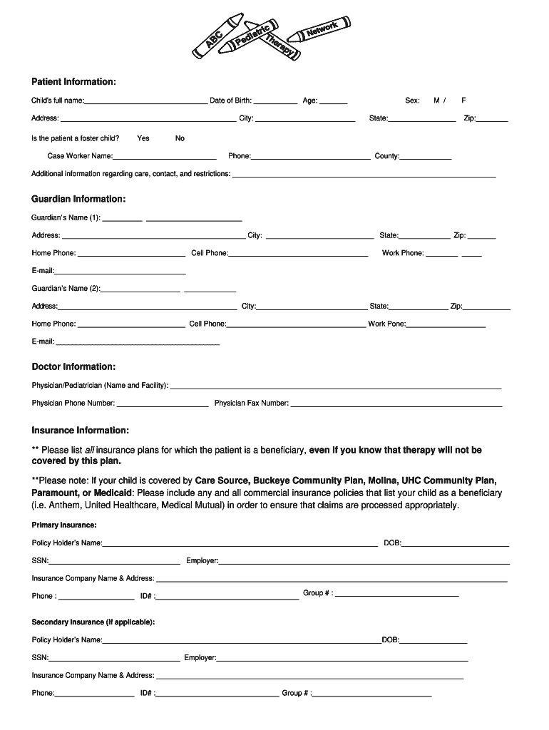 Guardian Information ABC Pediatric Therapy