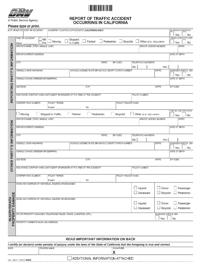  SR 1, Report of Traffic Accident Occuring in California 2017-2024