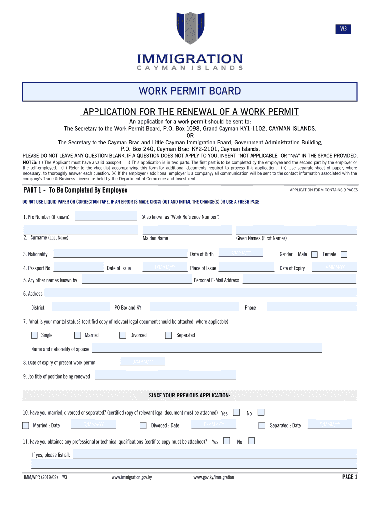  Cayman Islands Work Permit Renewal Form 2019