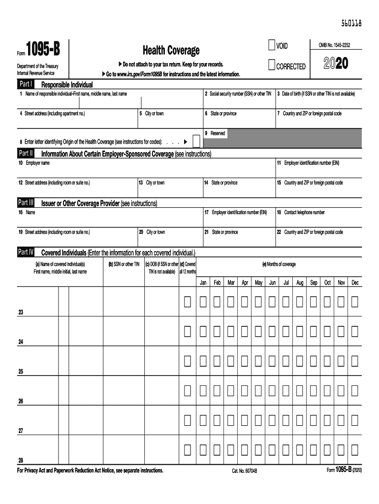  Form 1095 B Health Coverage 2020