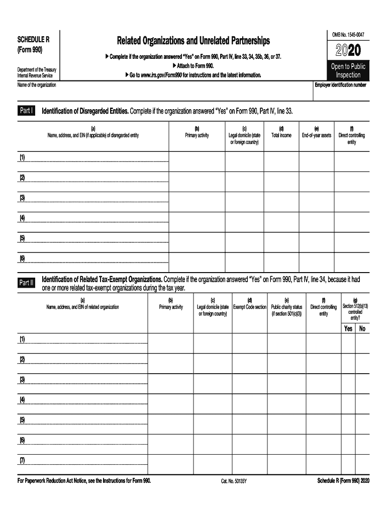  Form 990 Schedule R 2020