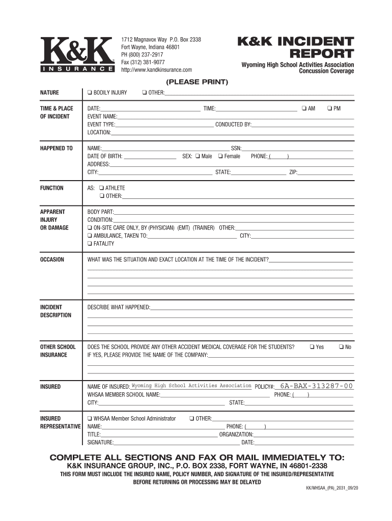  Headstrong Claim Form and Other Insurance Questionnaire 2020-2024