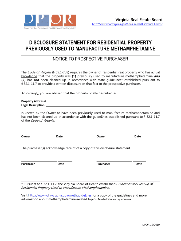  Virginia Seller Disclosure Form EForms 2019-2024