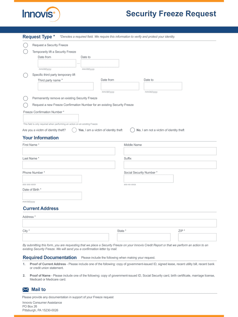 Innovis Credit Ze  Form