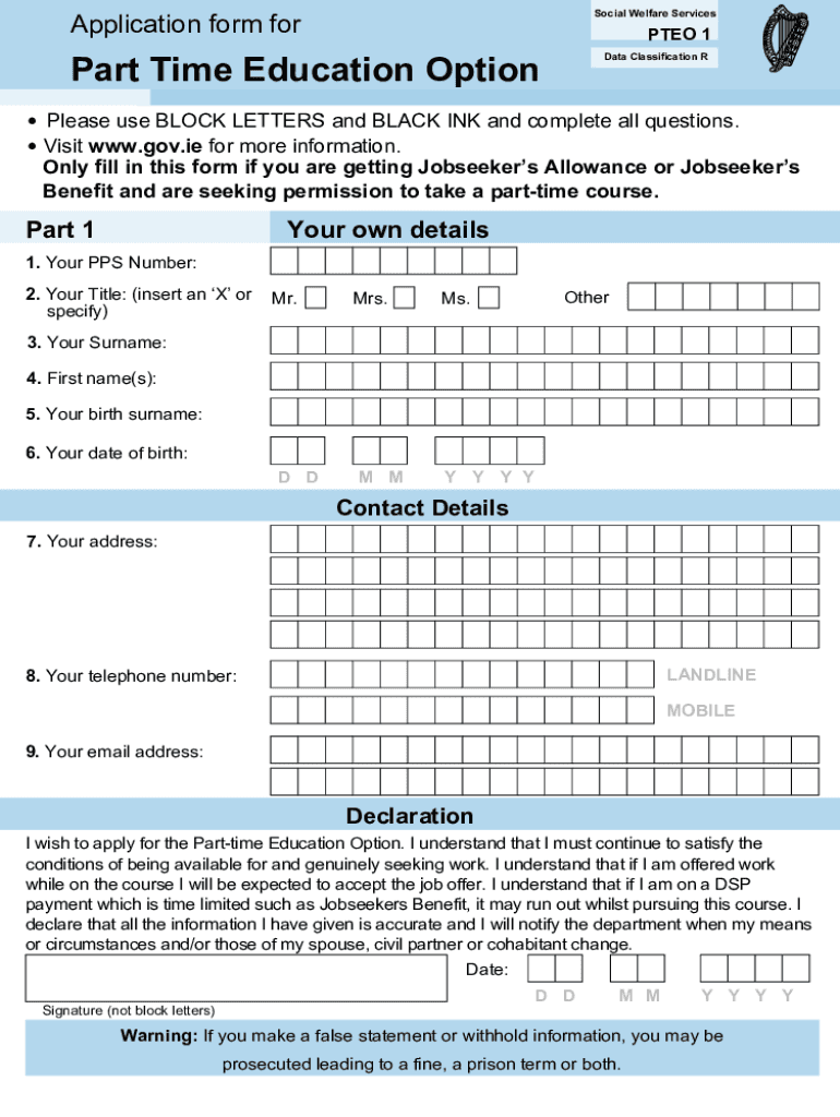 Application Form Nonsocial Welfare ServicesPTEO 1P
