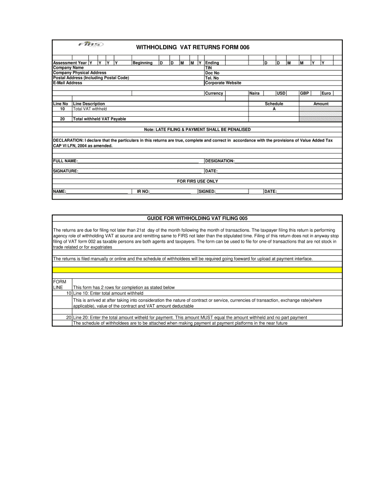 Vat Form 002