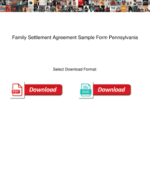 Family Settlement Agreement Sample Form Pennsylvania