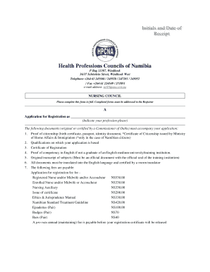 Namibia Nursing Council Registration Requirements  Form
