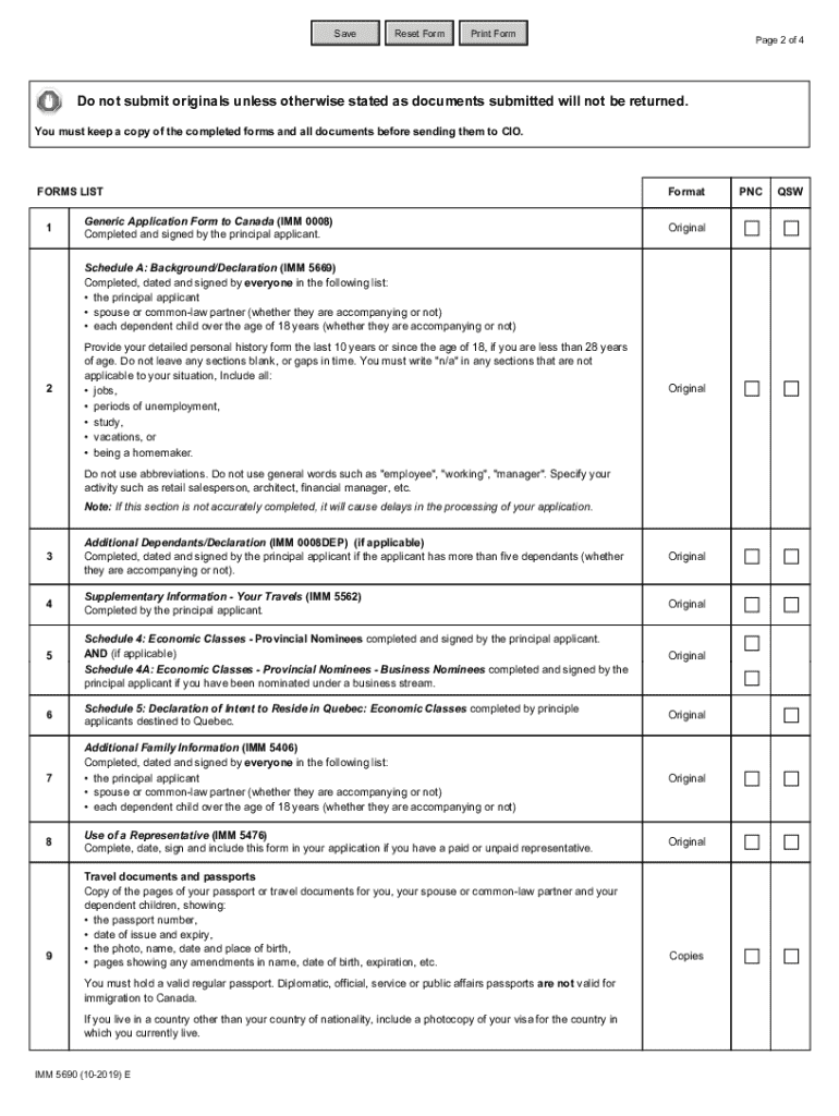  Immigration Form PDF Save Reset Form Print Form 2019