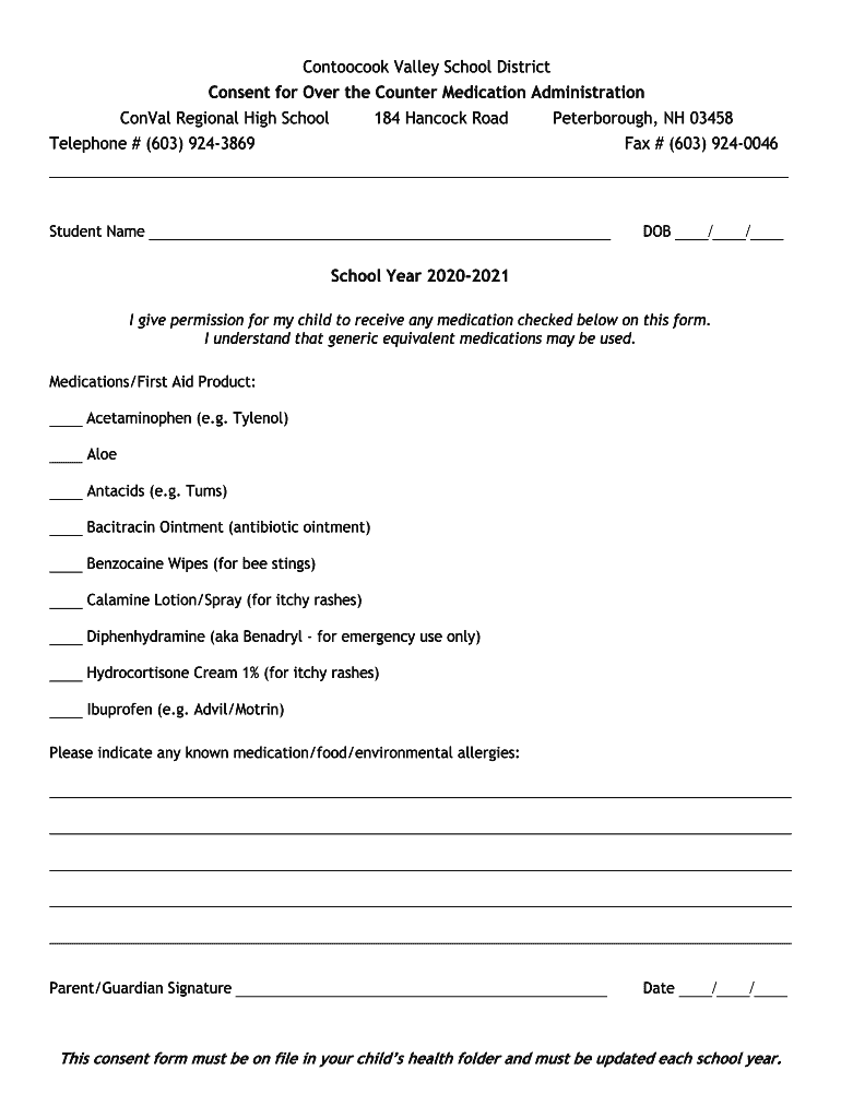 OTC Medication Administration Consent Form