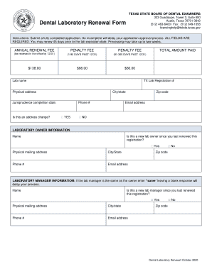  Download Dental Lab Renewal Form 2020-2024