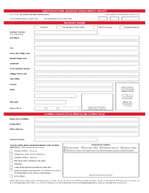 Aadhar Card Blank Format