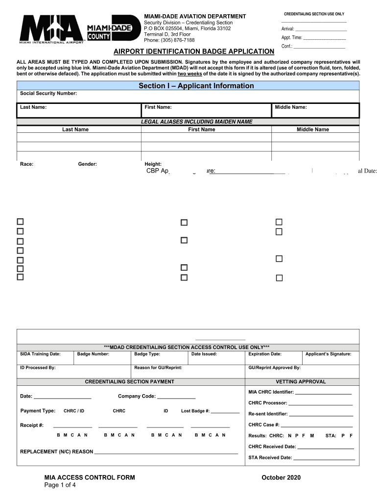  Miami Dade Badge Application Fill Online, Printable, Fillable 2020-2024