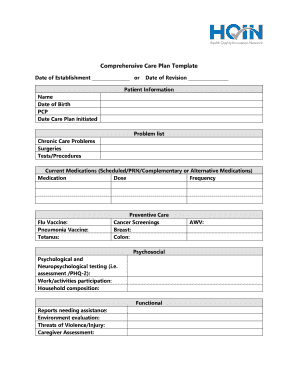 Printable Chronic Care Management Documentation Template  Form