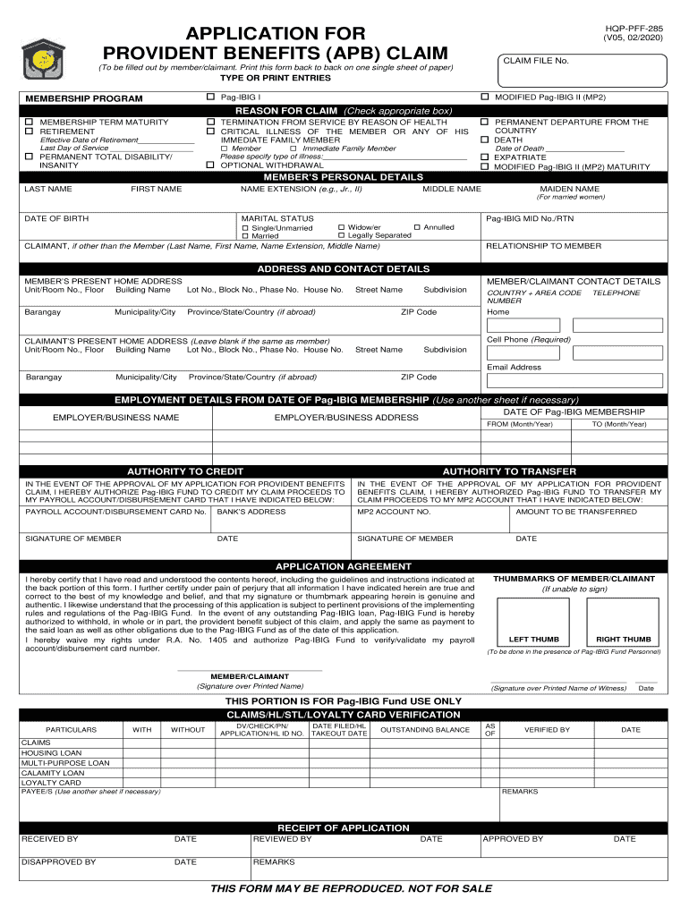 Hqp Pff 285  Form