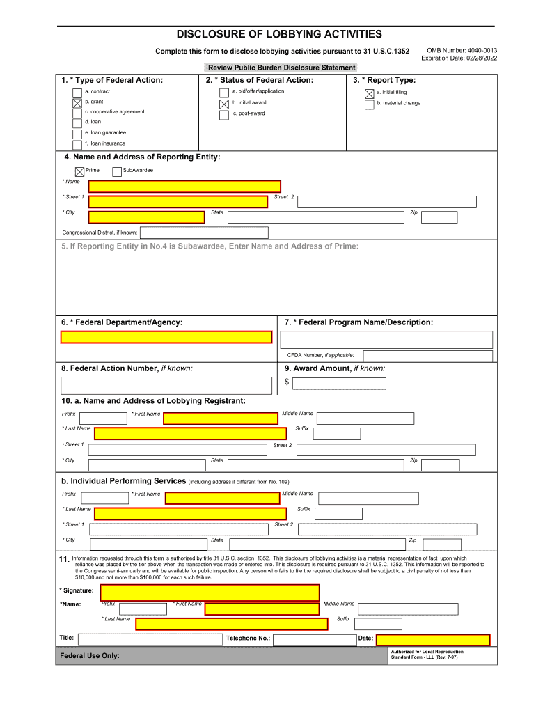 Disclosure Lobbying Form Lll