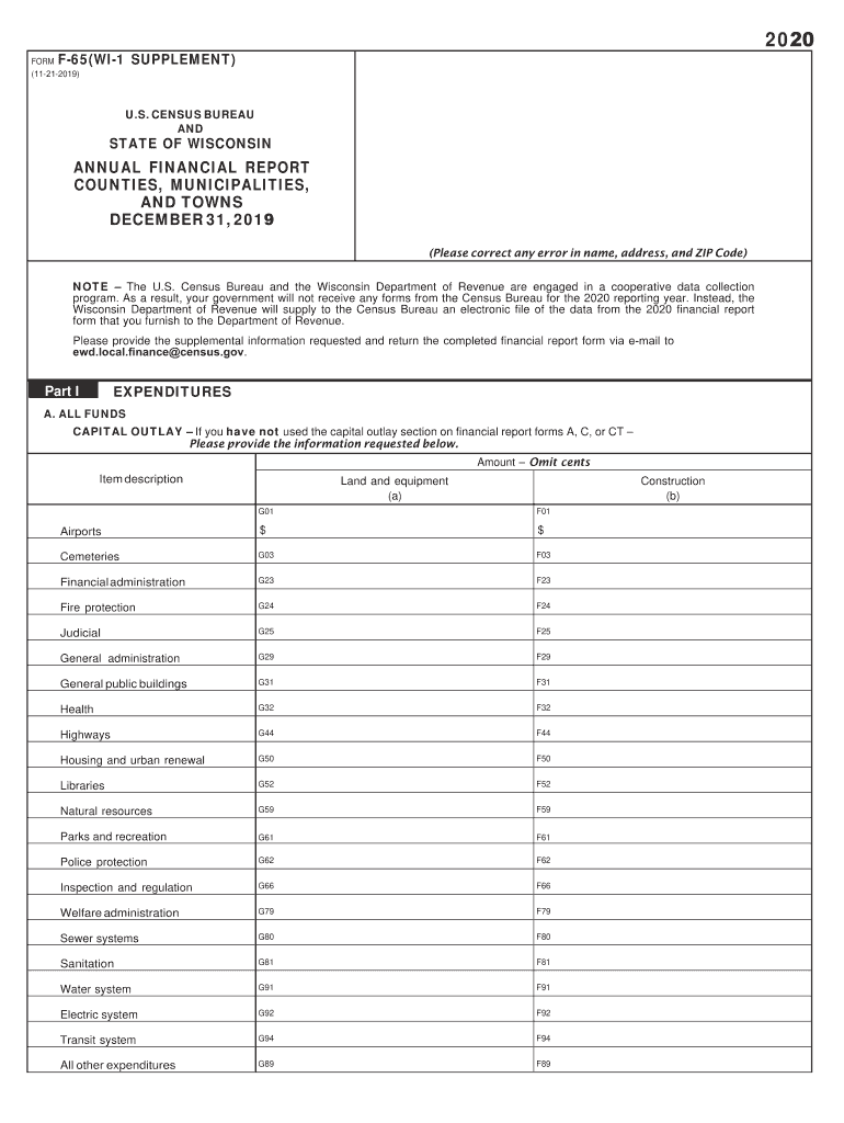 DOR US Census Form F 65Available Online Wisconsin