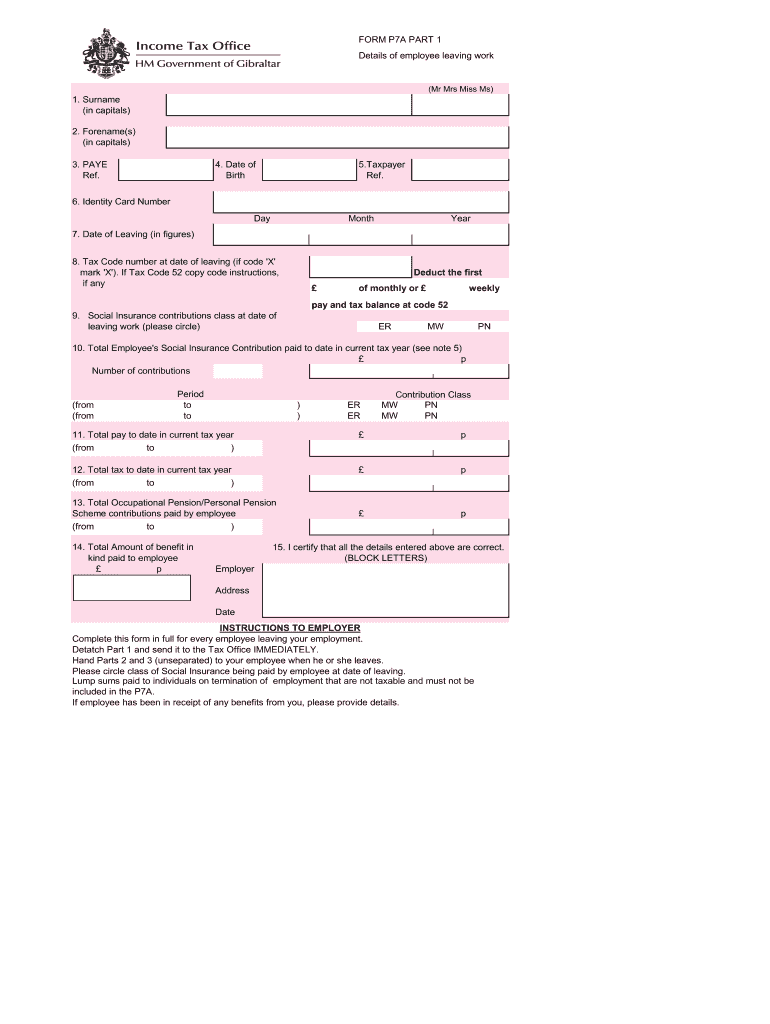 P7a Gibraltar  Form