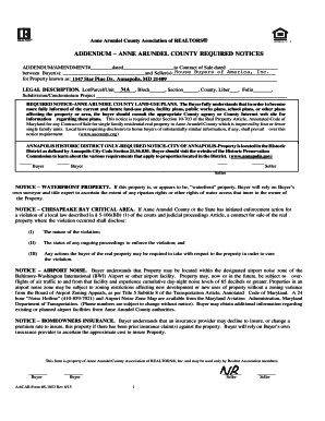 MD FORM S1053 ANNE ARUNDEL COUNTY REQUIRED NOTICE