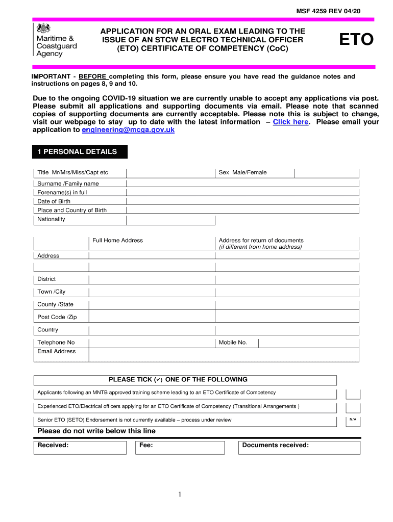  How to Apply for an Electro Technical Officer CoC GOV UK 2020