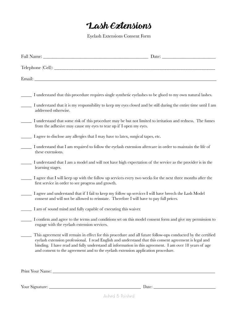 Lash Extension Consent Form