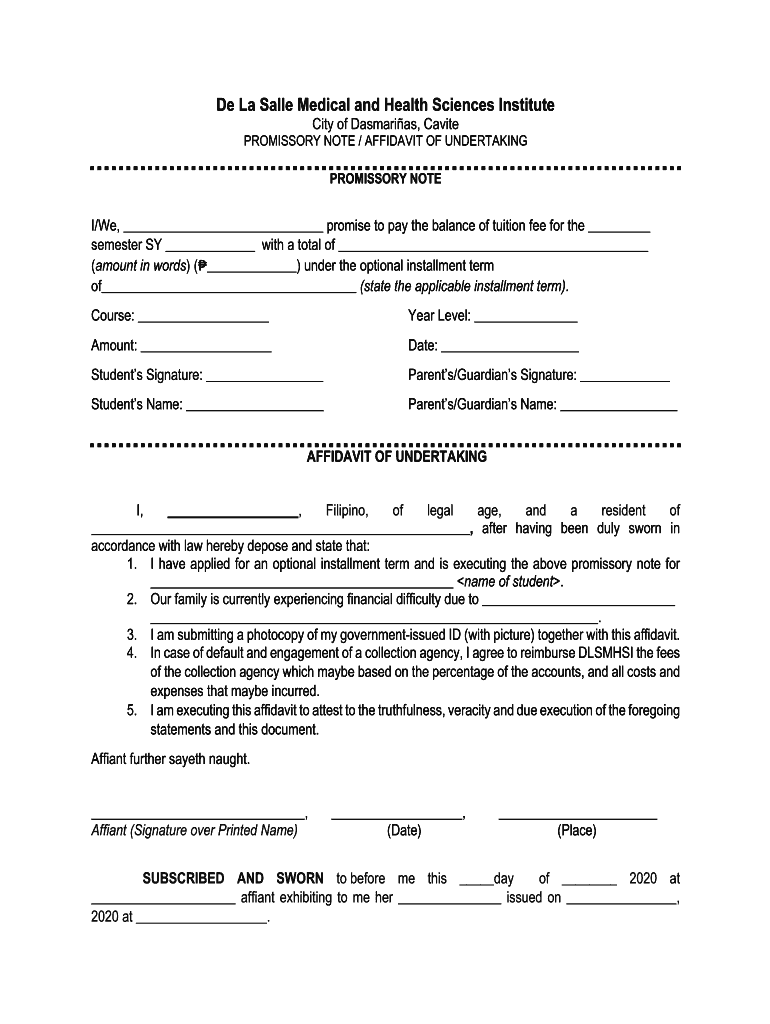 Undertaking Promissory Note Magsaysay  Form