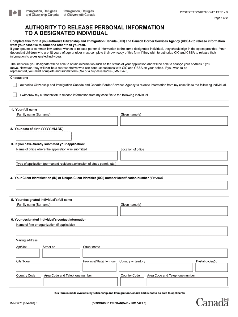  Use of Representative Form 2020-2024