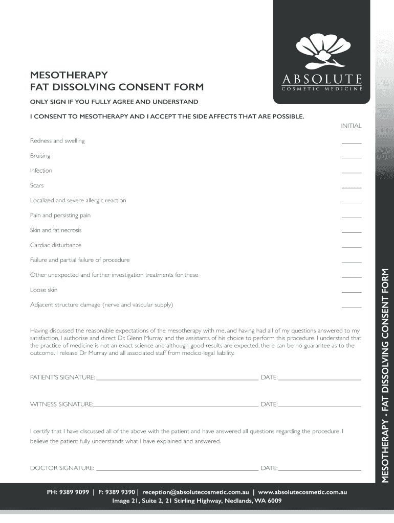  Fat Dissolving Consent Form 2018