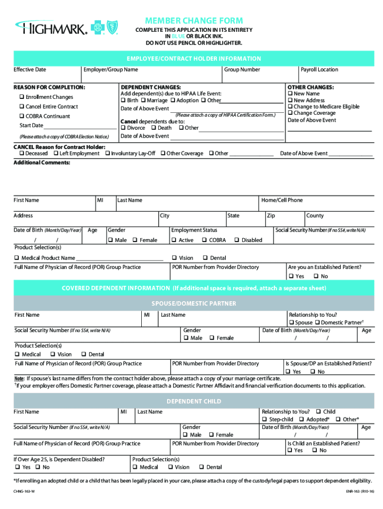  Member Change Form 2020-2026