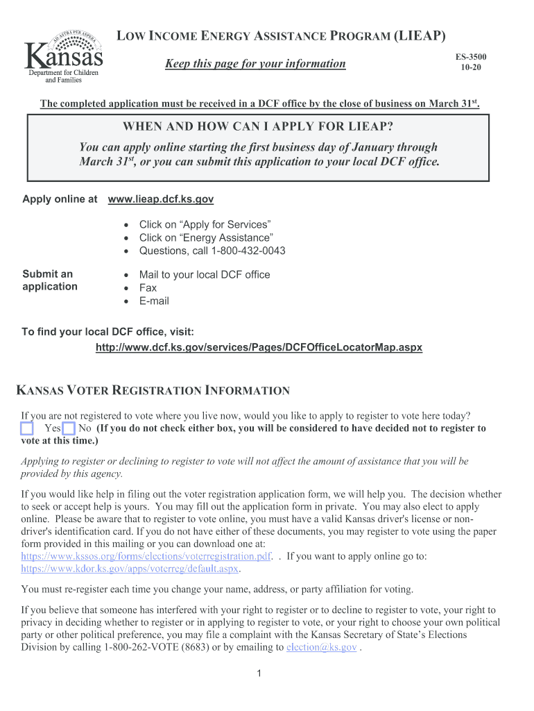 Kansas Income Energy Assistance Program  Form