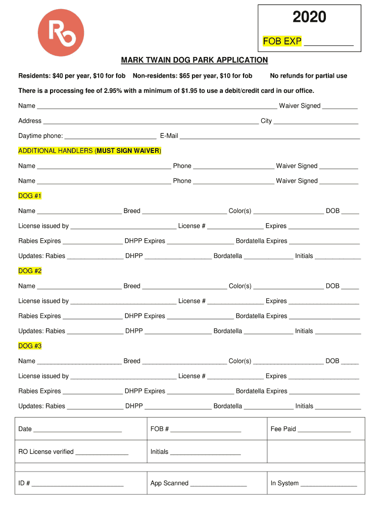 PDF Royal Oak Dog Park Application Downtown Royal Oak  Form