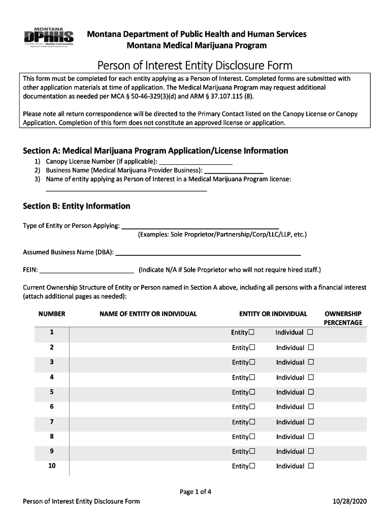 Person of Interest Entity Disclosure Form