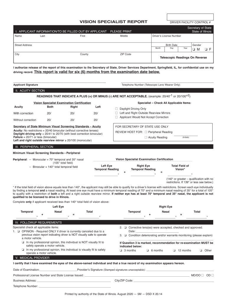  Vision Specialist Report Fill Online, Printable, Fillable, Blank 2020