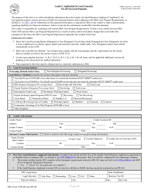  SBA Form 1920 Lender&#039;s Application for Loan Guaranty for All 7a Loan Programs 2020-2024