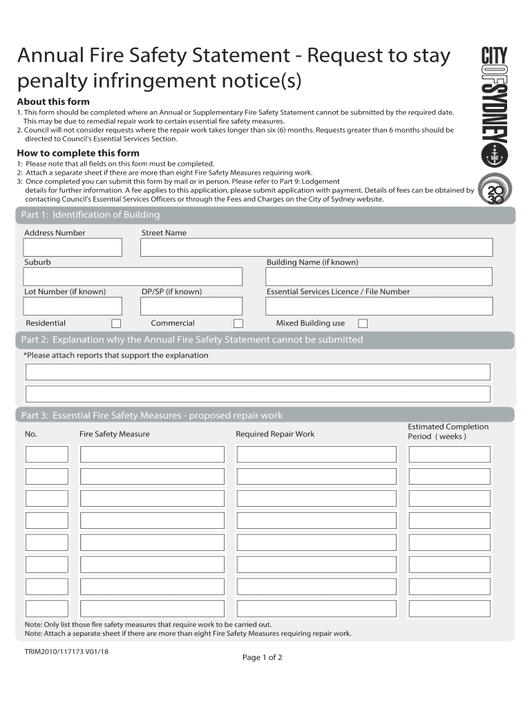  Annual Fire Safety Statement Form 2018-2024