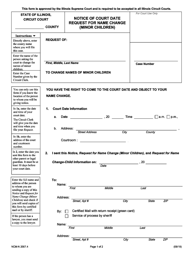  Illinois Statewide Forms Approved Notice of Court Date 2019-2024