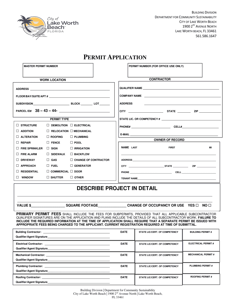 Building Permit Application Building Division  Form