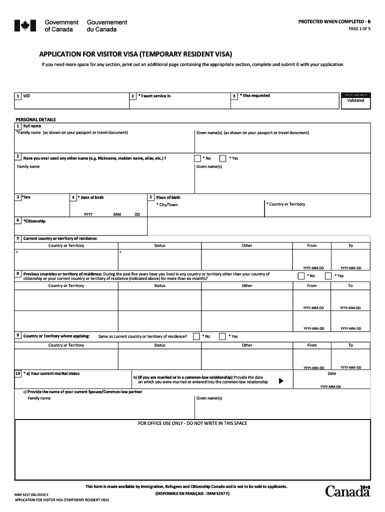  PDF Temporary Resident Visa Application 2019