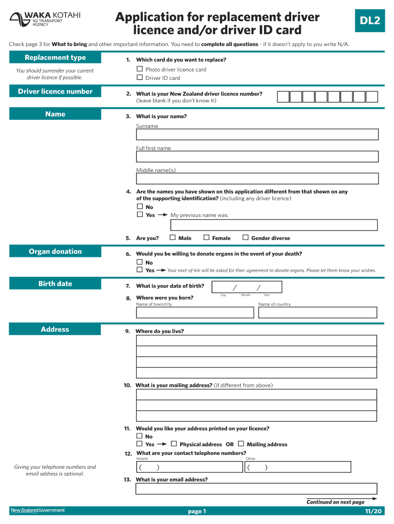  Application for Replacement Driver Licence Andor Driver NZTA 2020