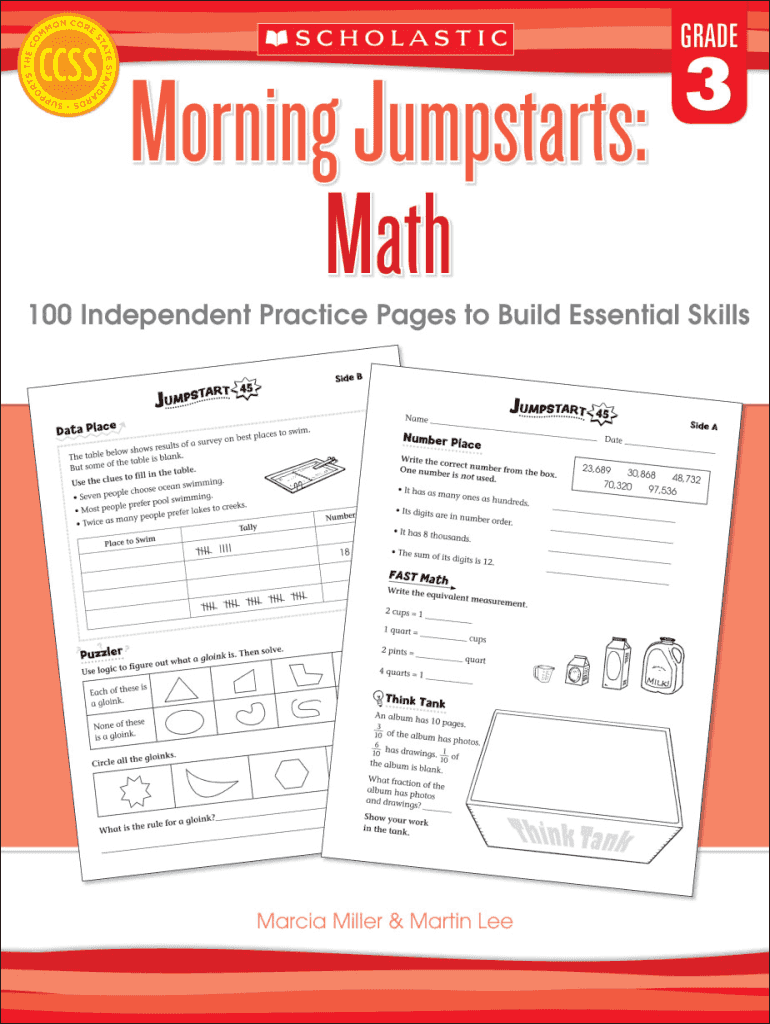 Morning Jumpstarts Math Grade 3 by Martin Lee;Marcia Miller  Form